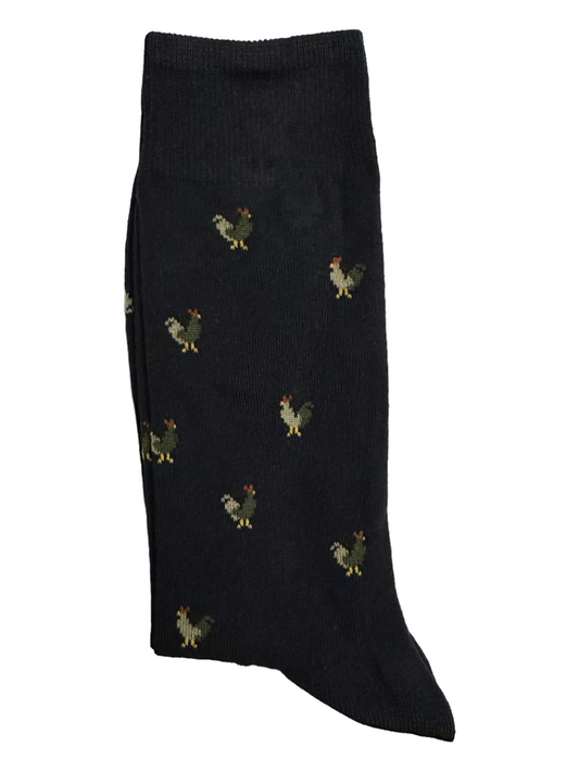 Navy Suit Socks Green Rooster (Mens)