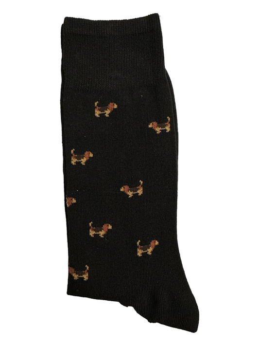 Black Suit Socks Brown Dogs (Mens)