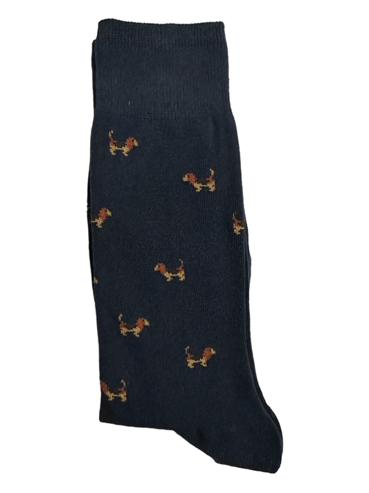 Navy Suit Socks Brown Dogs (Mens)