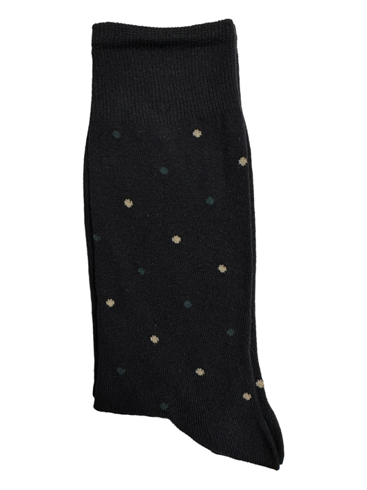 Black Suit Socks Green and White Dots (Mens)