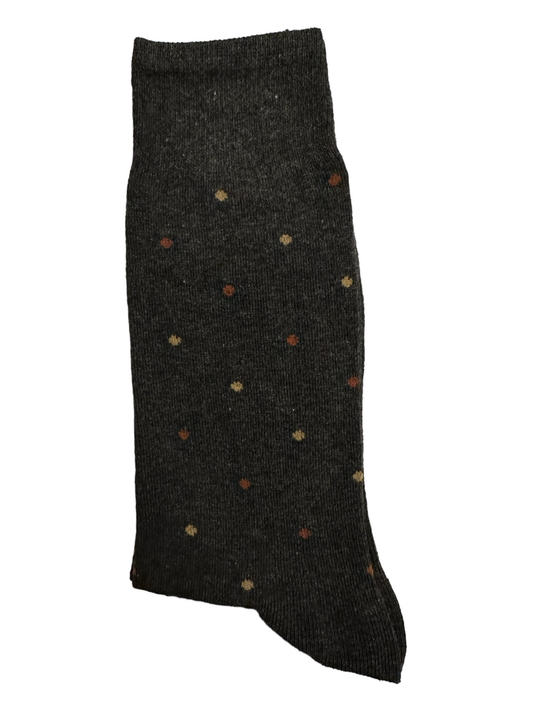 Grey Suit Socks Brown and White Dots (Mens)