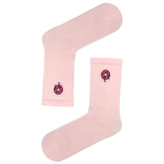 Pink Sport Socks with Donut Icon  (Women's)