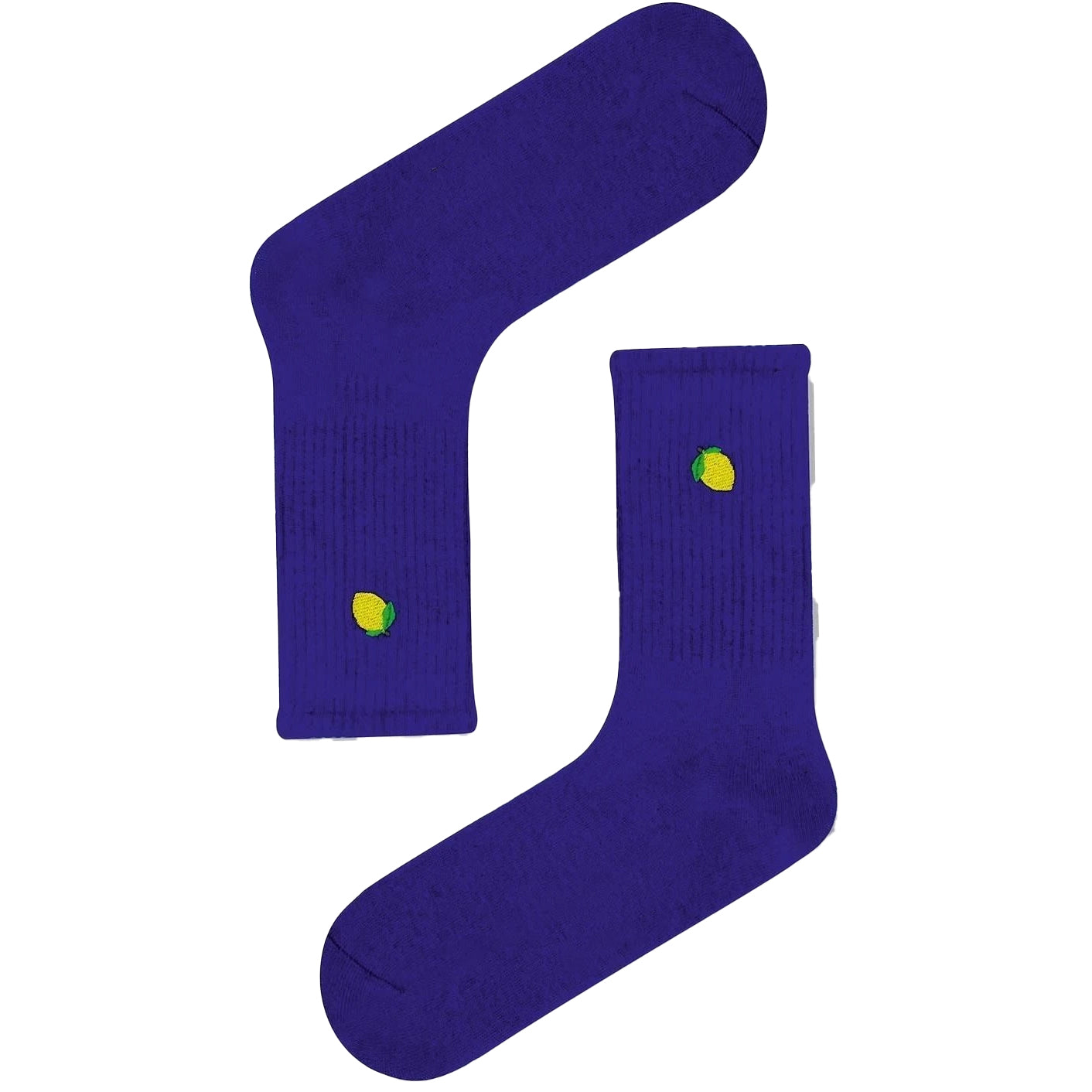 Purple Socks with Embroidered Lemon Icon (Unisex)