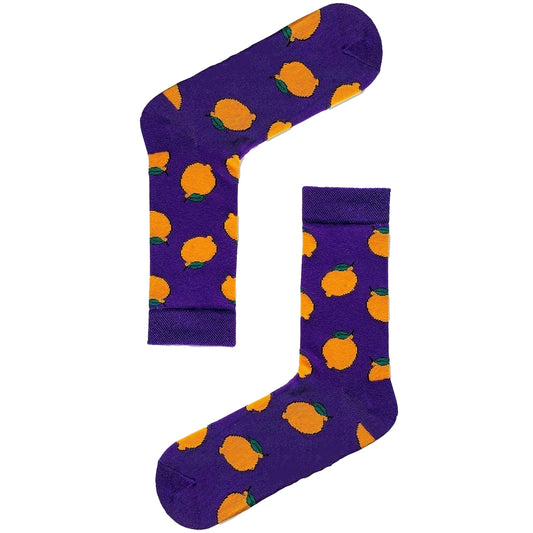 Yellow Lemons On Purple Socks (Unisex)