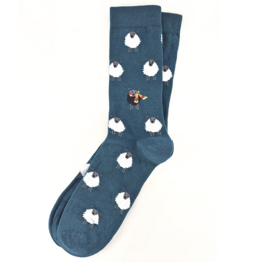 Dark Blue Sheep Socks – Fun Black Sheep Holiday Edition (Mens)
