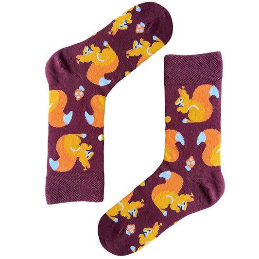 Maroon Squirrel Socks (Unisex)