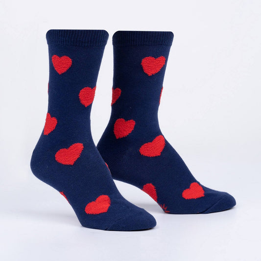 Sweet Hearts Fuzzy Socks Navy (Women)