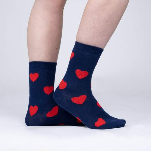 Sweet Hearts Fuzzy Socks Navy (Women)