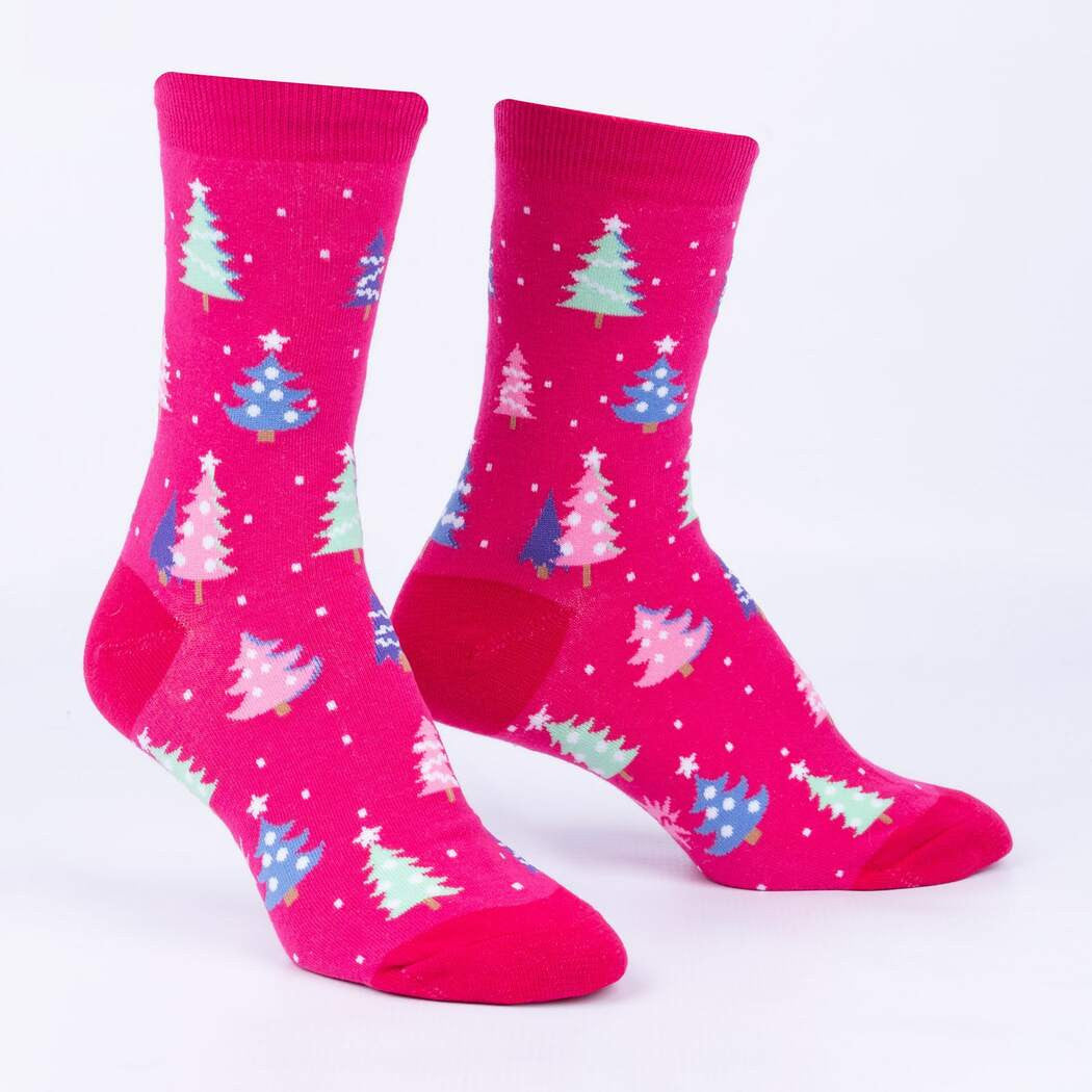One of our favorite things about the holidays is the incandescent glow of the lights strung about the tree in our living rooms after a long day of decorating. The glow is a little different now days with LED’s, but you get the picture right? We've harnessed that with these awesome glow in the dark holiday socks that probably match some of the wrapping paper you bought on sale last December 26th. You’ll be lookin’ sharp and feelin’...pine rocking around the tree this year!