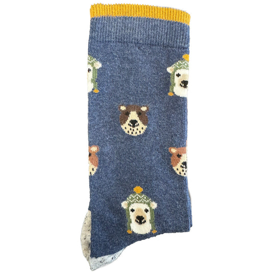 Navy Bear Faces Socks (Unisex)