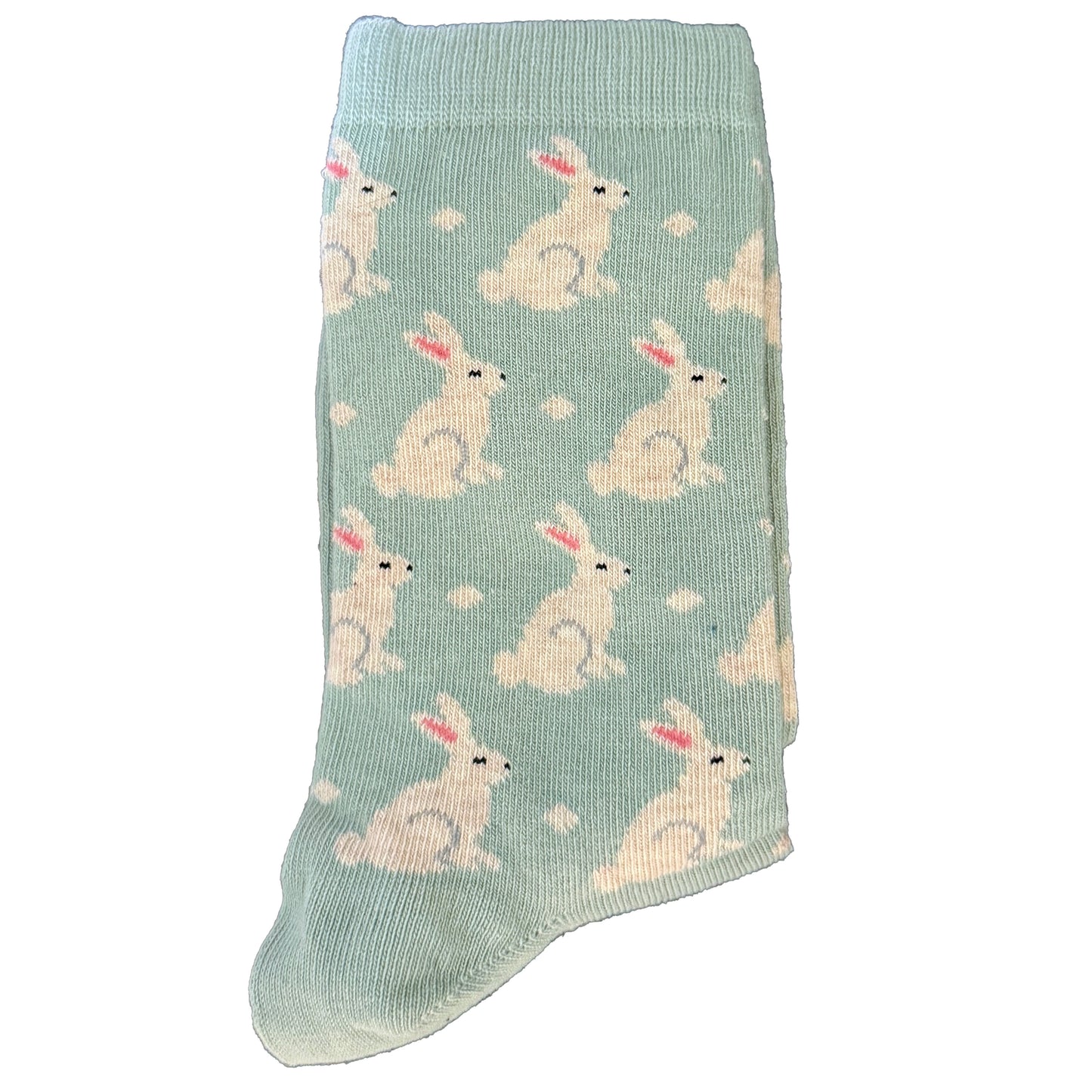 Bunny Socks Pattern on Light Green Background (Women's)