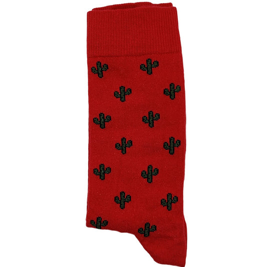Cactus Socks Small Print Red (Unisex)