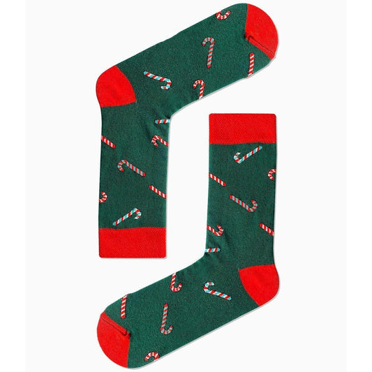 Green Candy Cane Socks – Festive Christmas Crew Socks (Unisex)