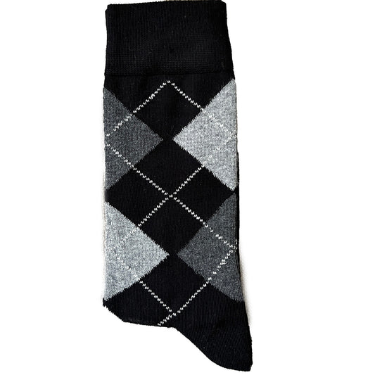 Checked Charcoal & Black Suit Socks (Mens)