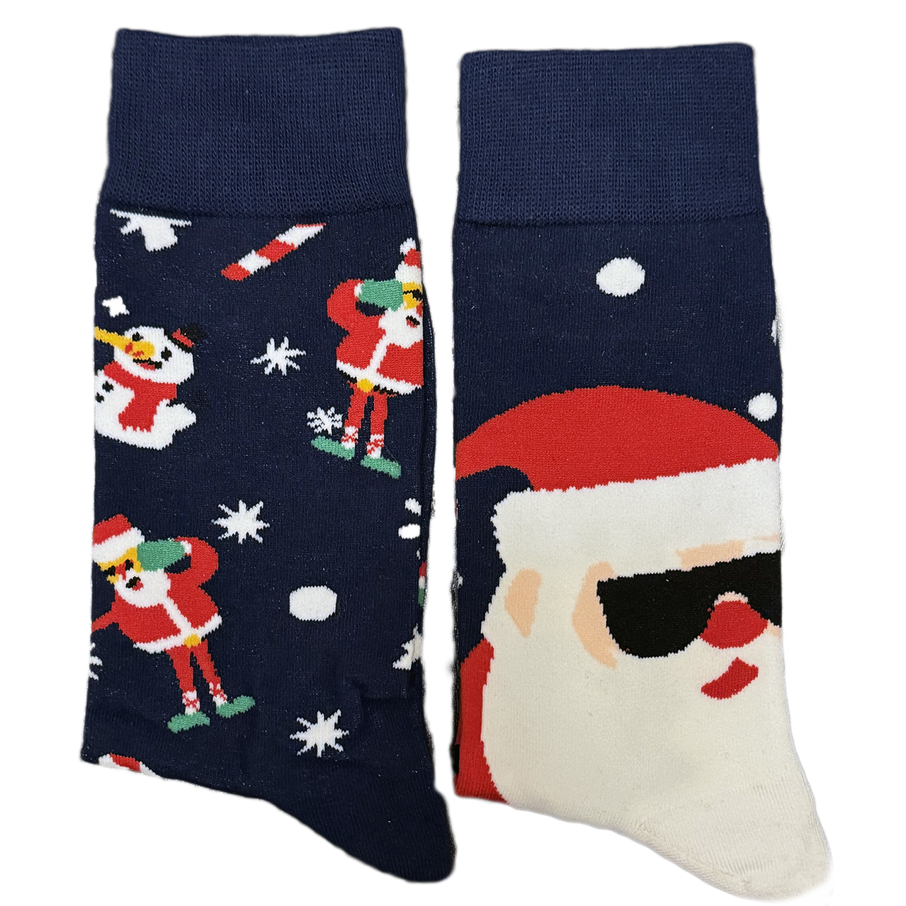 Step into the festive season with a dash of irreverent charm with our Unisex Mismatched Cool Santa & Snowmen Socks! These whimsical socks redefine holiday cheer with a playful twist – envision Santa Claus exuding cool vibes, complete with shades, and alongside him, snowmen joining the hip celebration. The mismatched pair adds a touch of fun and individuality to your sock game. Crafted for comfort and crafted for those who march to their unique holiday beat, these socks bring a dose of playful rebellion to y