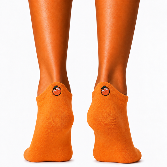 Orange ankle socks with embroidered orange
