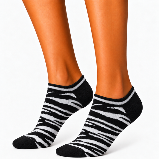 Zebra print ankle socks for women