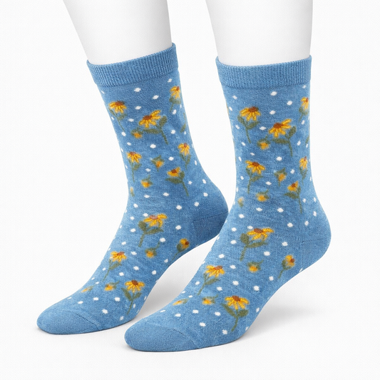Blue Meadow Flower Socks Floral Pattern (Women’s)