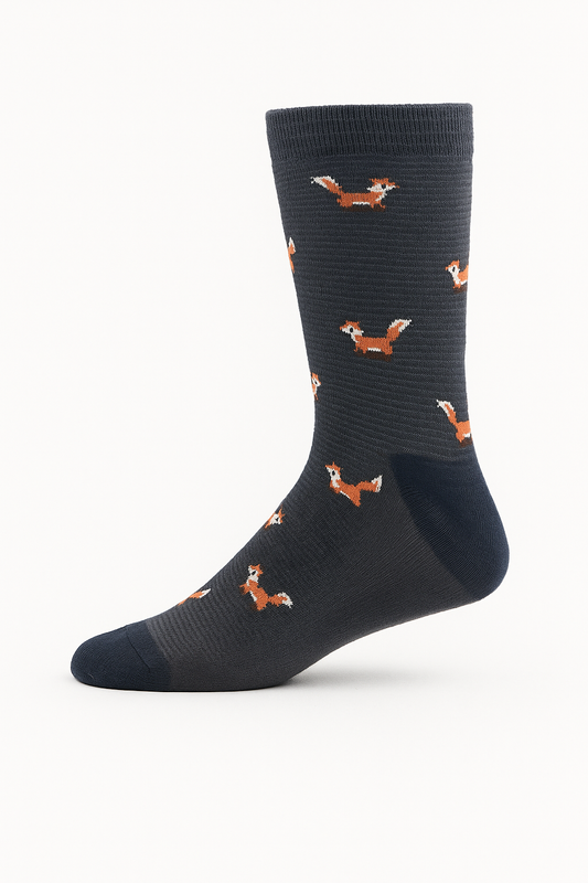 Charcoal Fox Socks – Cute Animal Crew Socks (Women’s)