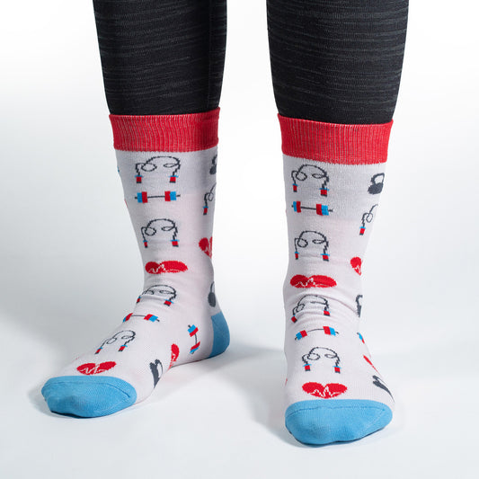 Elevate your workout style with our Gym Icons Socks – where comfort meets motivation. Featuring a dynamic pattern of fitness-inspired icons, these socks are designed to keep you on your toes, quite literally!

Crafted for performance and style, our Gym Icons Socks are perfect for fitness enthusiasts who want to showcase their passion for an active lifestyle. From dumbbells to sneakers, these socks are a subtle yet stylish way to express your commitment to health and well-being.

Step into your next workout 
