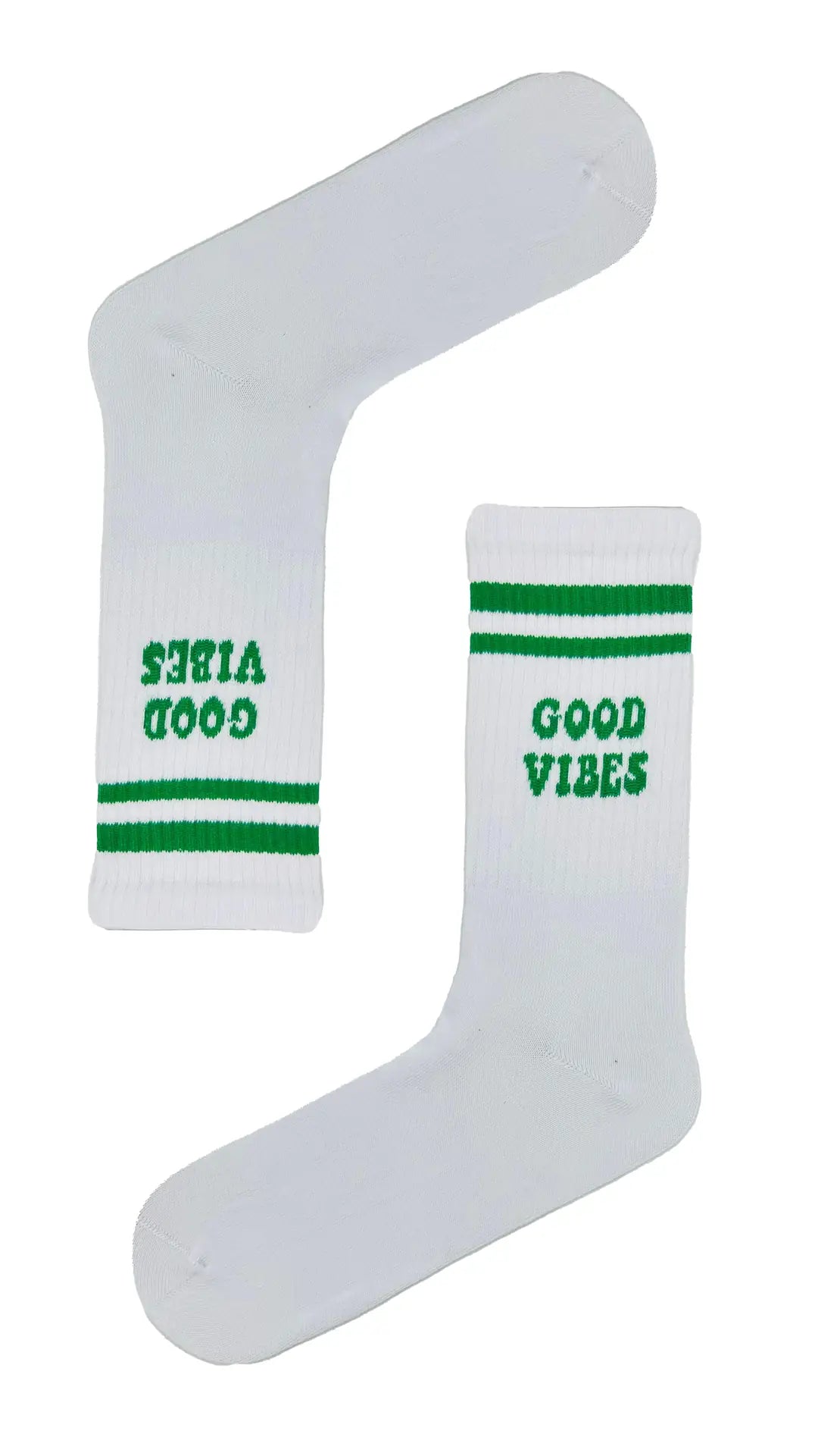 Good Vibes Sports Socks with Green Stripes (Unisex)
