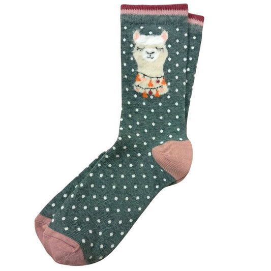 Festive Llama with Christmas Lights Socks (Women's)
