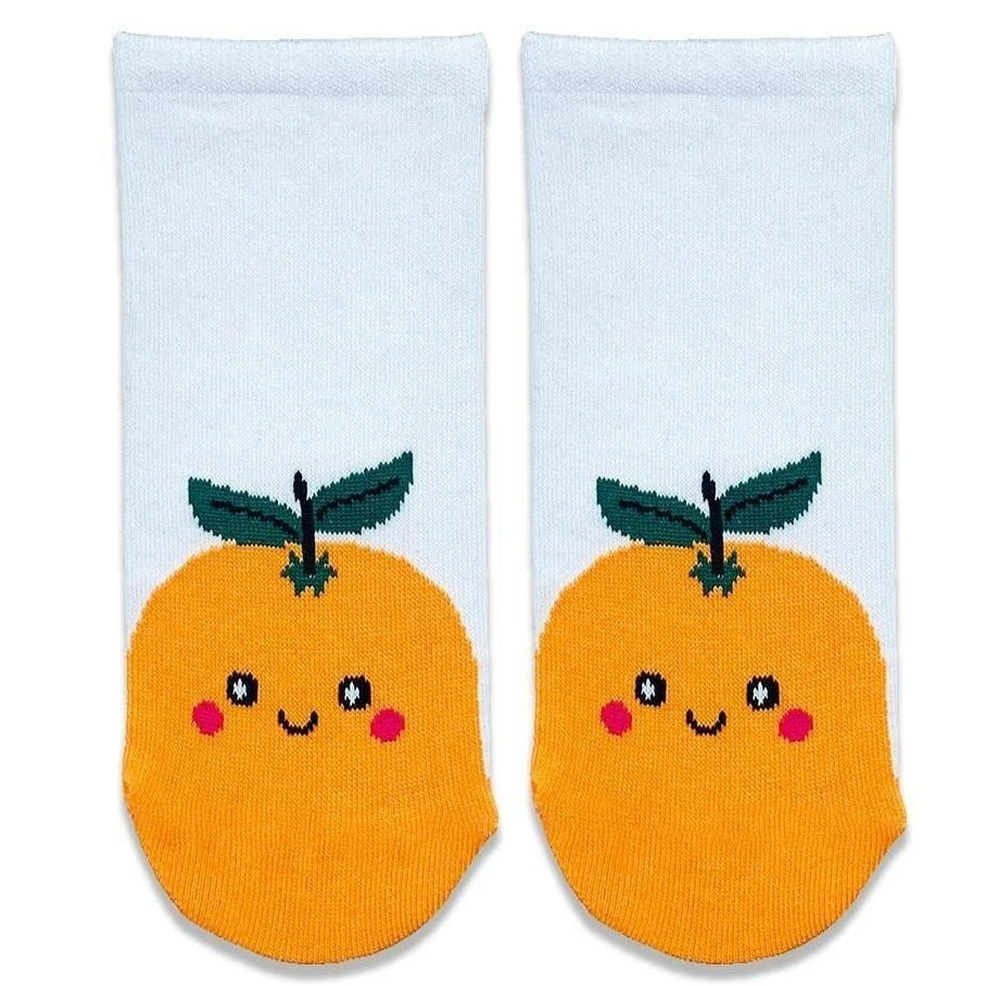 Orange Fruit White Socks Short (Women's Socks)