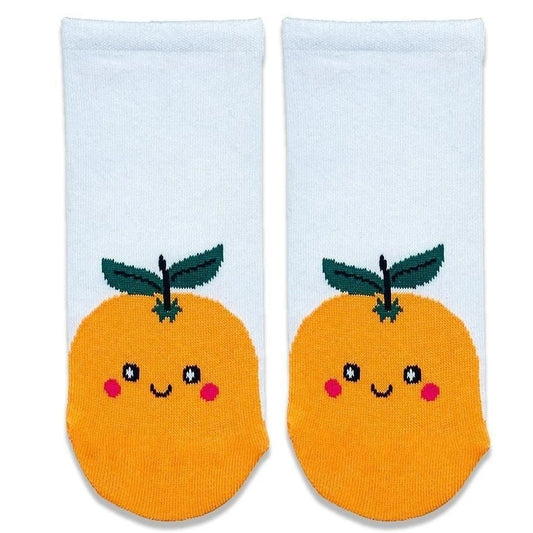 Orange Fruit White Socks Short (Women's Socks)