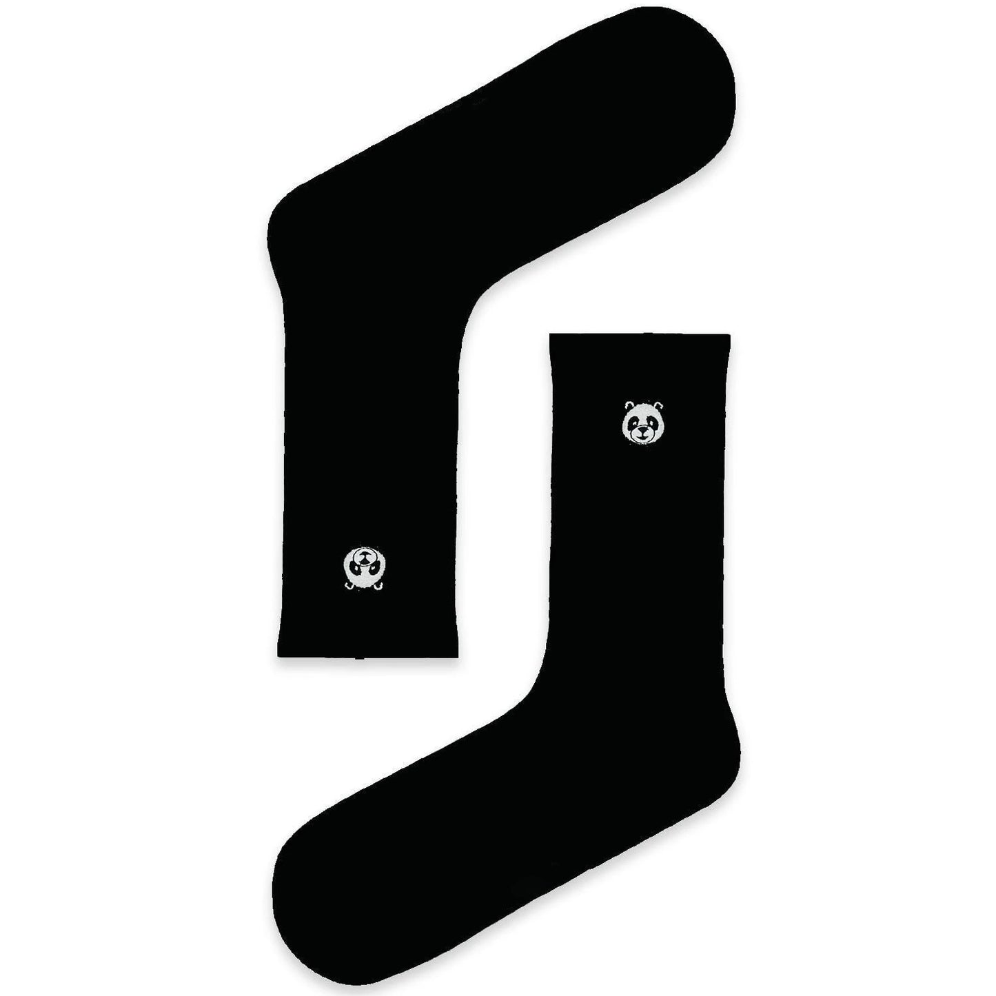 Black Sports Socks With Embroided Panda Emblem (Unisex)