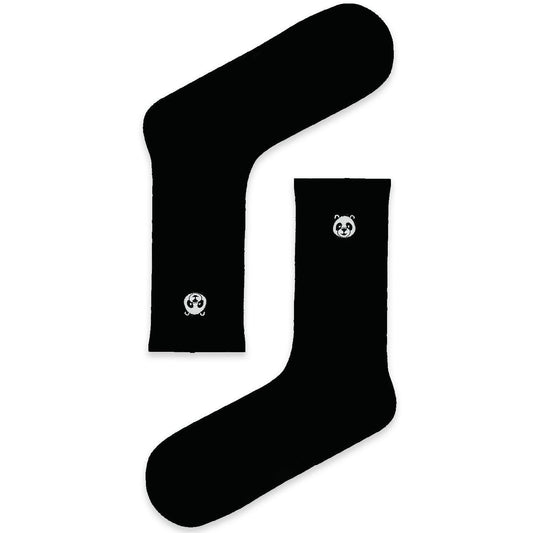 Black Sports Socks With Embroided Panda Emblem (Unisex)