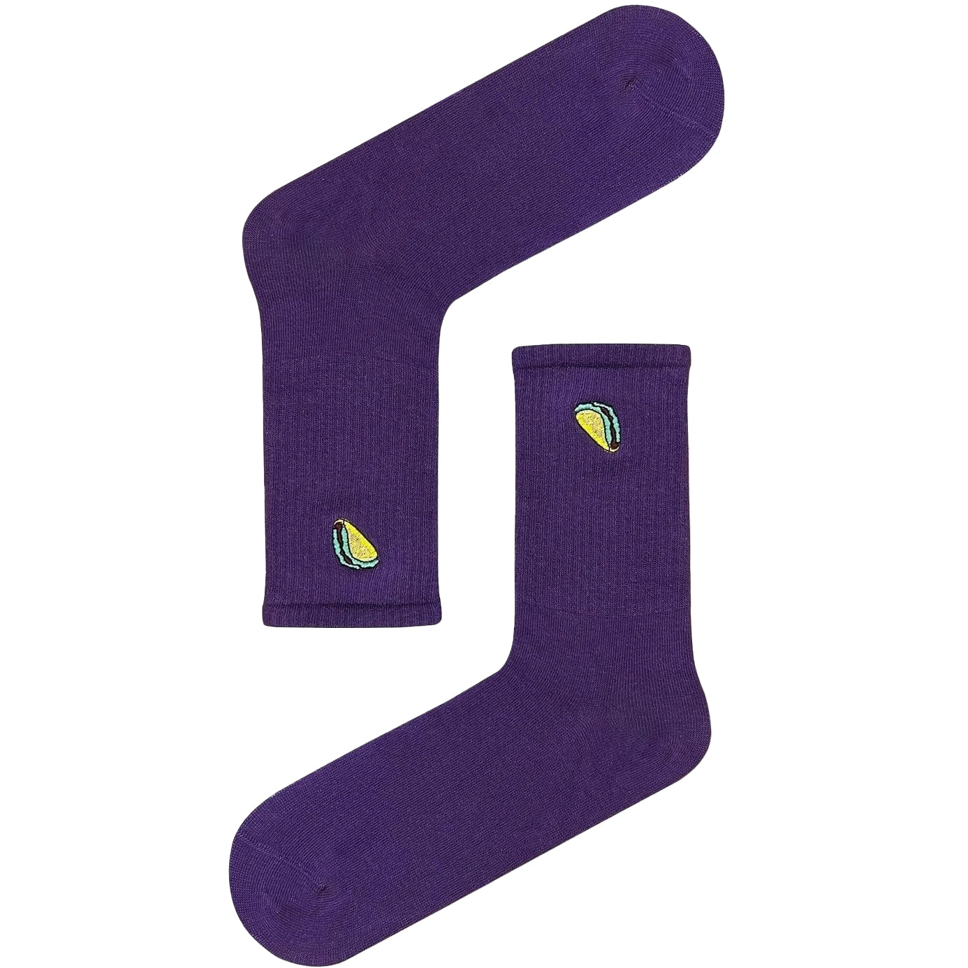 Purple Socks with Embroidered Taco Icon (Unisex)
