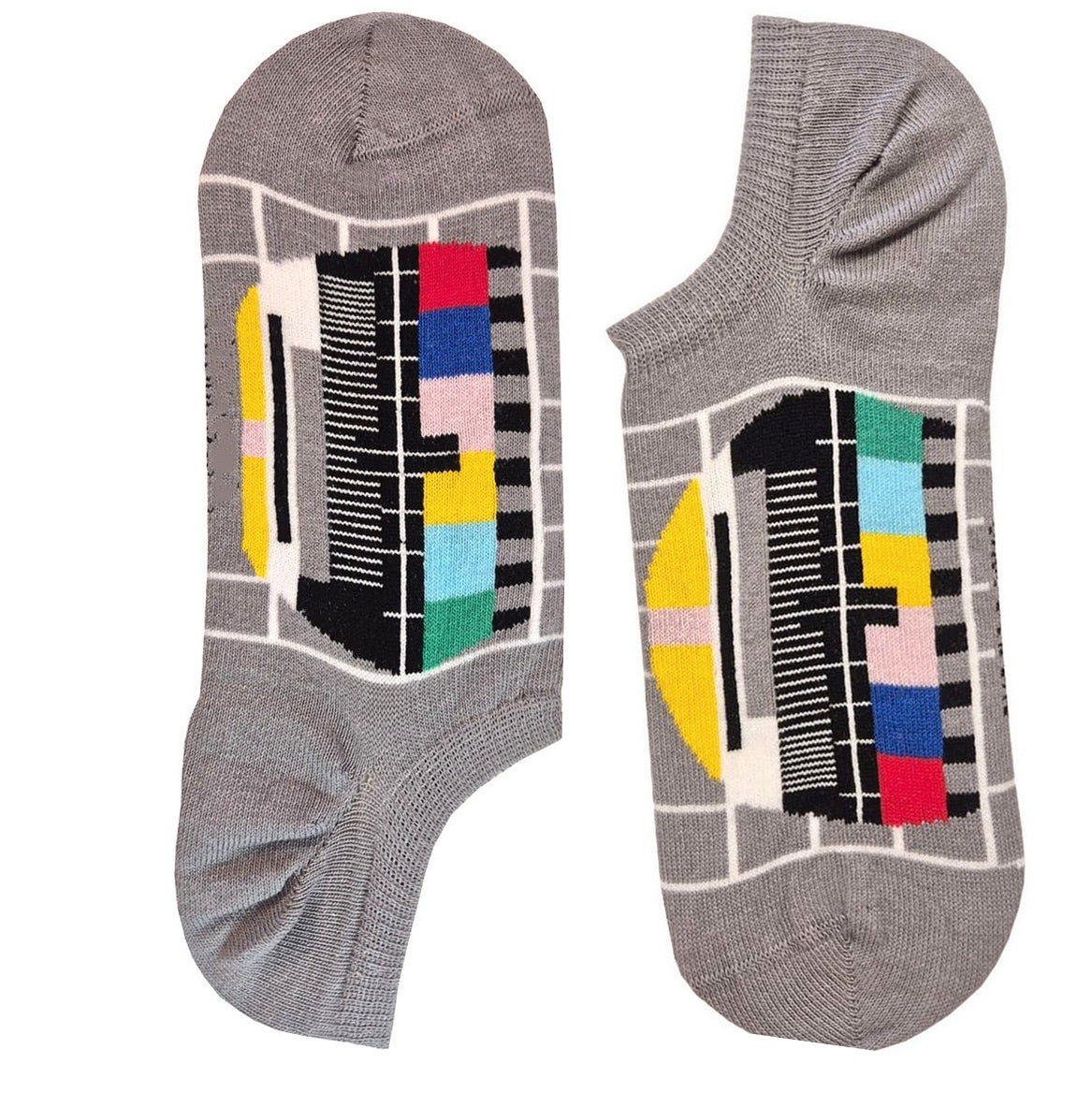 Grey Retro TV Short Socks (Womens)