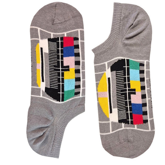 Grey Retro TV Short Socks (Womens)