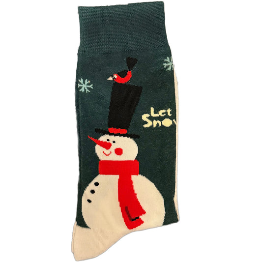 Snowman Let it Snow Socks Green (Unisex)