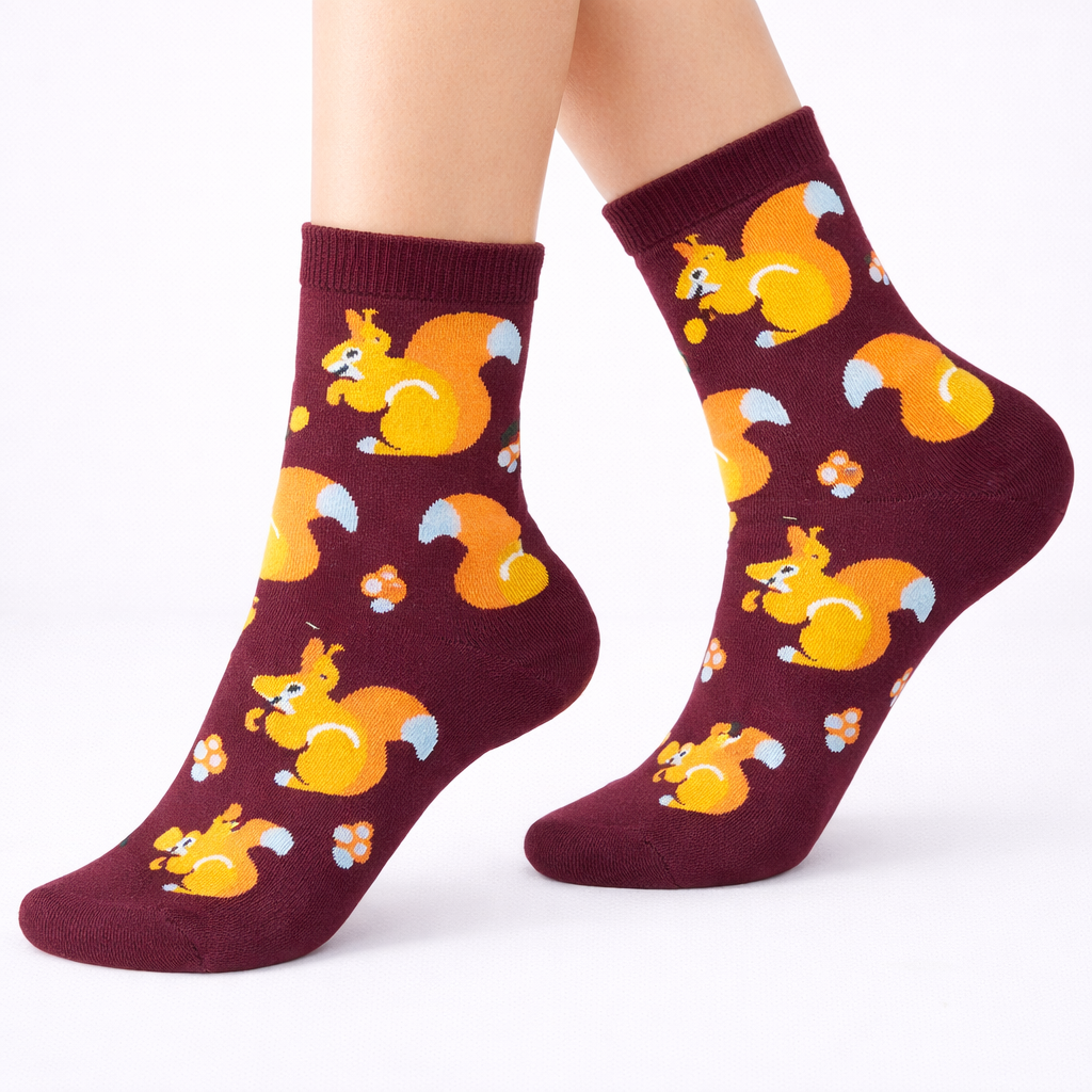 Maroon Squirrel Socks (Unisex)