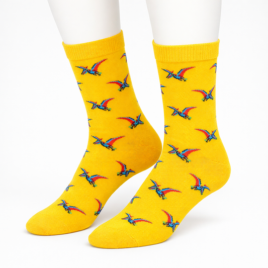 Yellow Flying Dinosaur Socks (Mens)
